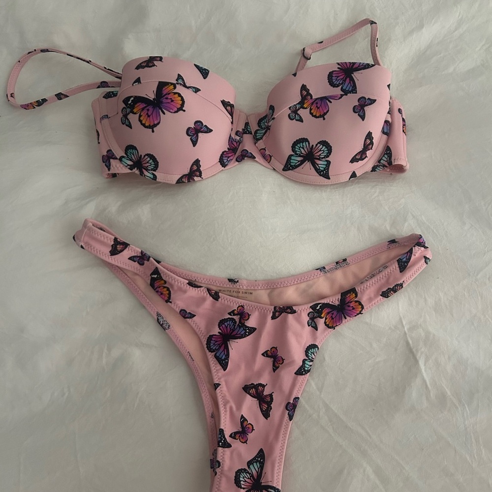 White fox butterfly bikini size S